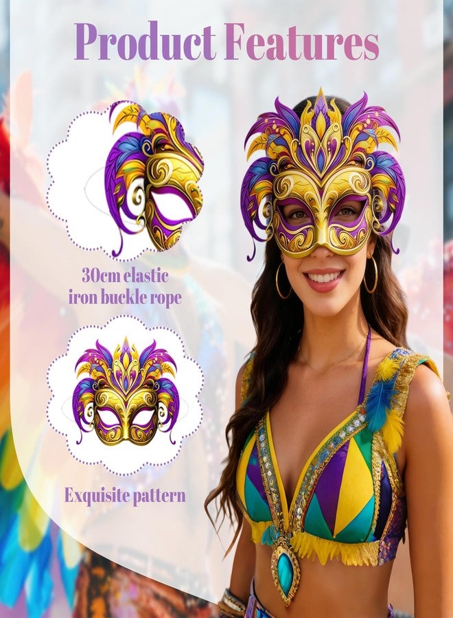 MOSIOBERDAVIAN 24 Pcs Mardi Gras Masks Bulk Paper Masquerade Masks Pack Vintage Carnival Mask for Masquerade Party Supplies for Women Man New Orleans Dress Up Photo Booth Prop Prom Decor Party Favors - Image 3